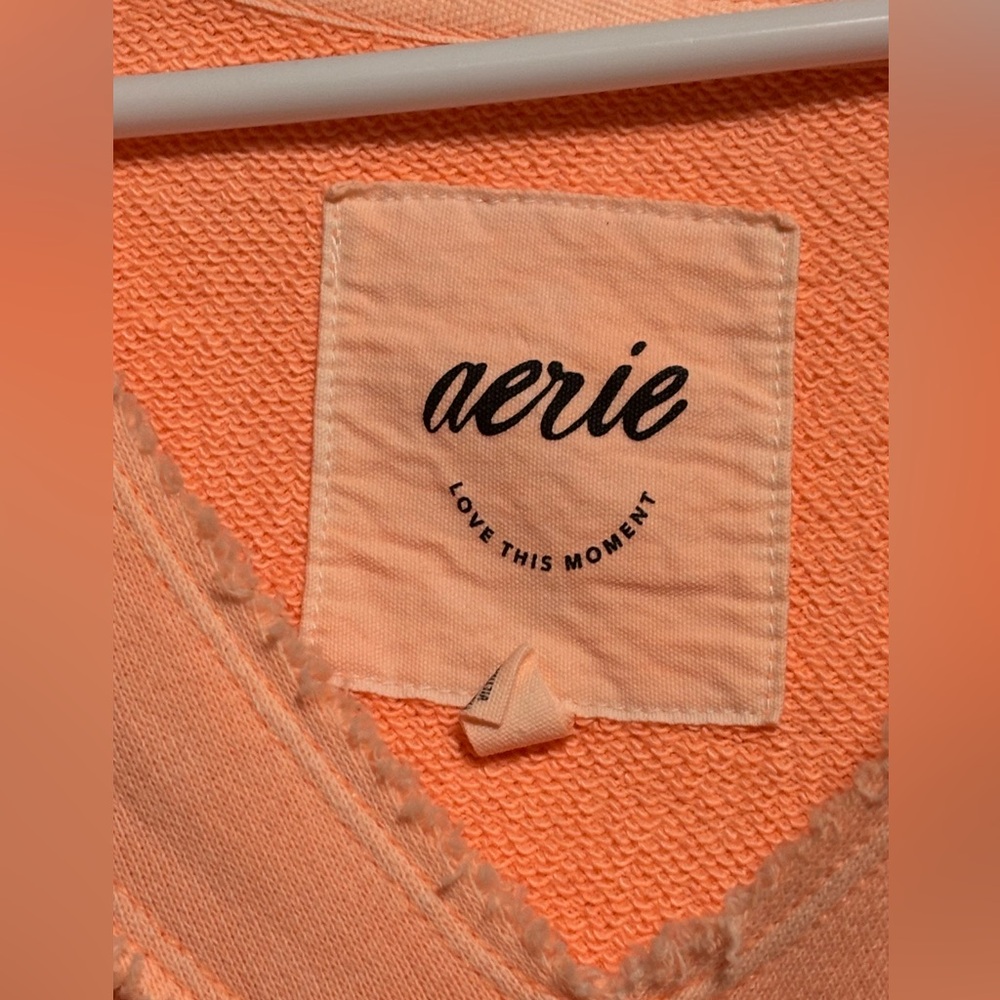 aerie Coral V-Neck Hoodie Sweater - Picture 2 of 4